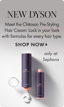 NOUVEAUTÉ DYSON | Voici la crème pour les cheveux précoiffure Chitosan : fixez votre mise en plis avec des formules conçues pour chaque type de cheveux. MAGASINER &gt; | Exclusivité Sephora | image des essentiels pour les cheveux Chitosan de Dyson