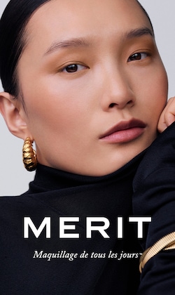 Merit. Makeup you can live in. Image of model.