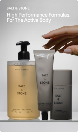 Salt &amp; Stone. Formules haute performance. Pour les personnes actives. Image du produit.