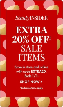 BeautyINSIDER EXTRA 20% OFF SALE ITEMS | Save in store and online with code EXTRA20. Ends 1/1. SHOP NOW > Exclusions/terms apply.