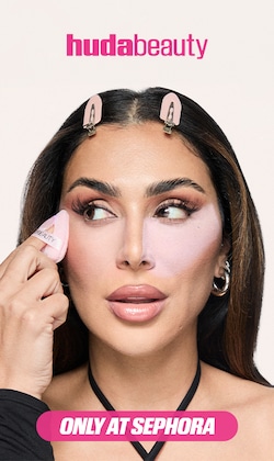 Huda Beauty. Only at Sephora. Image of founder.