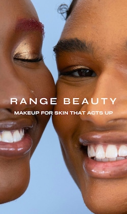 Range Beauty. Makeup for skin that acts up. Image of models.