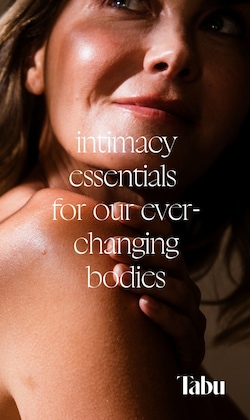 intimacy, essentials, for the ever-changing bodies. Tabu. Image of model.