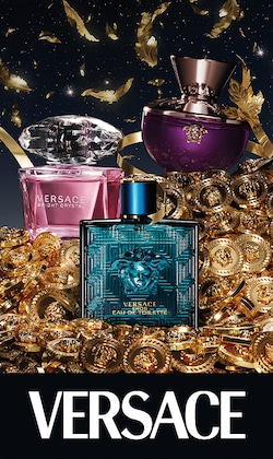 Versace. Image of fragrance bottles.