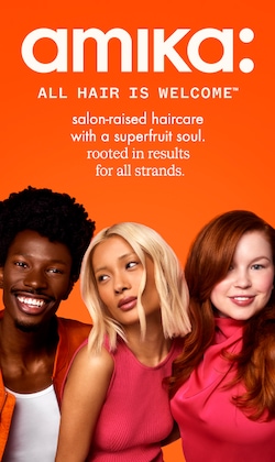 All Hair is Welcome. Salon-raised haircare with a superfruit soul. rooted in results for all strands. images of models.