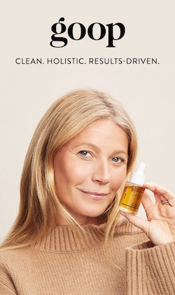 goop. clean. holistic. results-driven | Gwen holding product. 