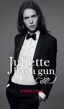 Juliette has a gun parfums | model wearing a tuxedo