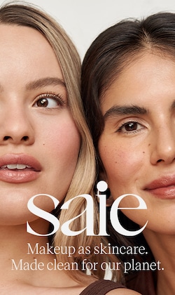 Saie makeup as skincare. Made clean for our planet. Image of 2 models. 