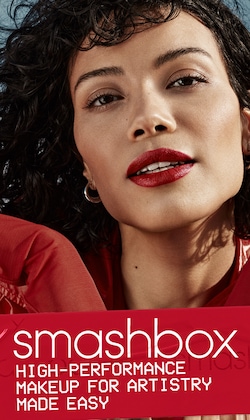 smashbox. high performance makeup for artistry made easy. image of model.