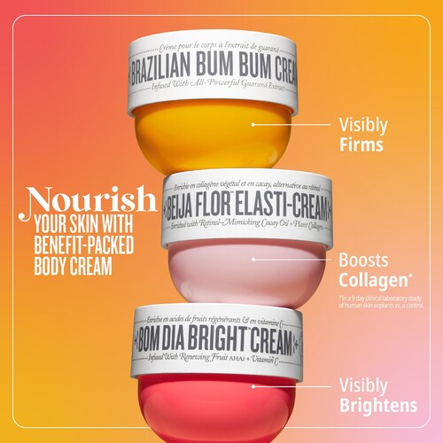 One of the key ingredients in this body cream is guaraná, a native fruit of the Amazon rainforest. Guaraná is rich in caffeine, which is believed to have stimulating effects on the skin, promoting blood flow and supporting the reduction of cellulite. Additionally, this cream contains cupuaçu butter, coconut oil, and acai oil, which together deeply moisturize the skin, keeping it soft and supple.