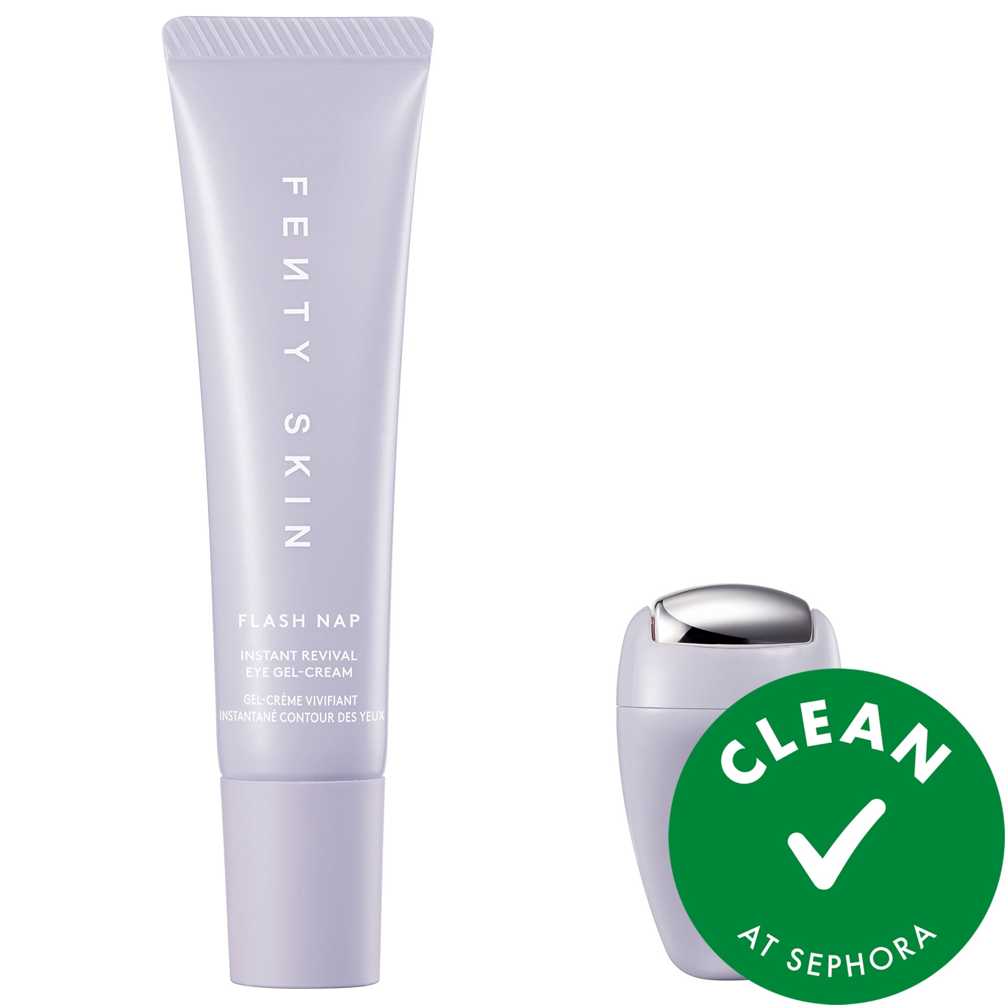 Fenty Skin Flash Nap Instant Revival Priming Eye Gel-Cream With Green Tea + Persian Silk Tree 0.5 oz/ 15 mL + Eye Massage Tool