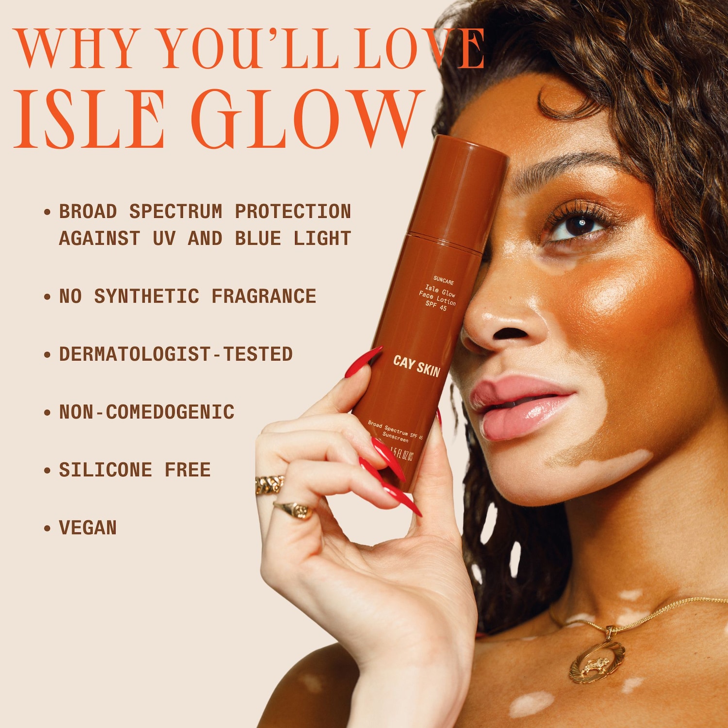 Isle Glow Face Sunscreen Moisturizer SPF 45 with Sea Moss and Niacinamide