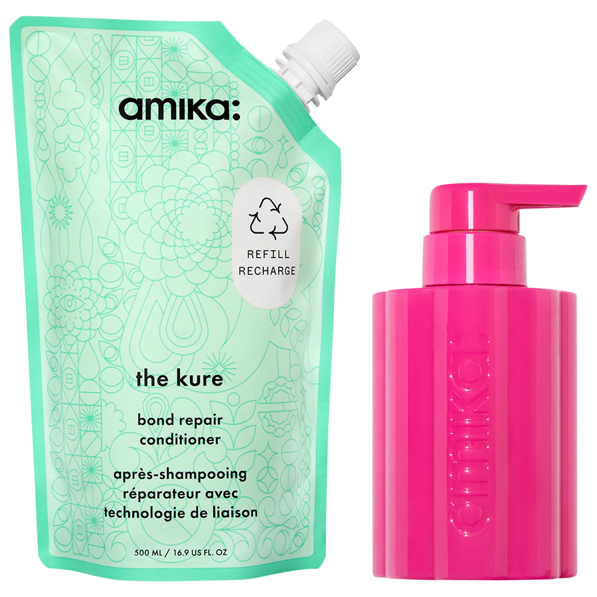 Amika the kure Shampoo & Conditioner popular Refills