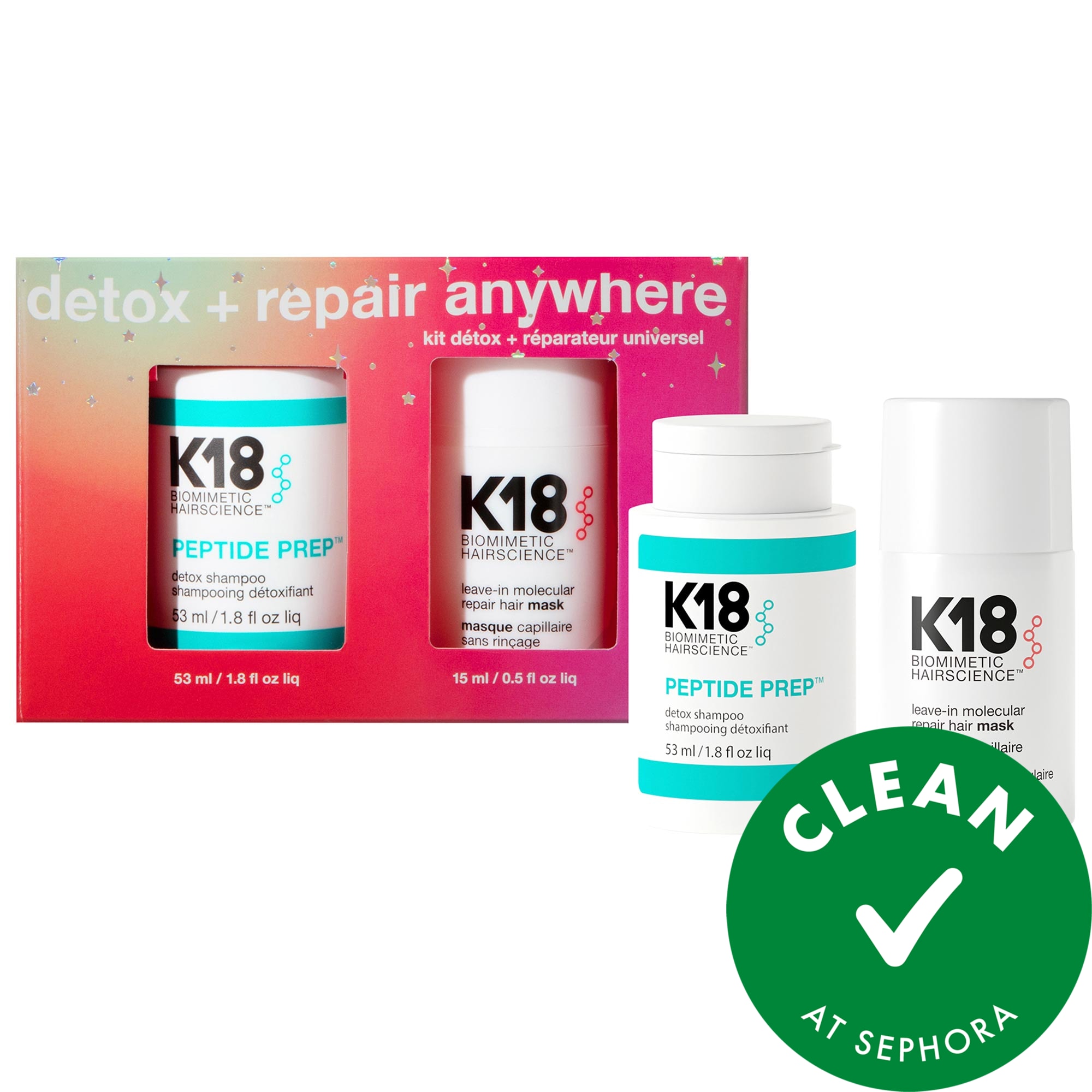 K18 Biomimetic Hairscience Detox + Repair Anywhere Set