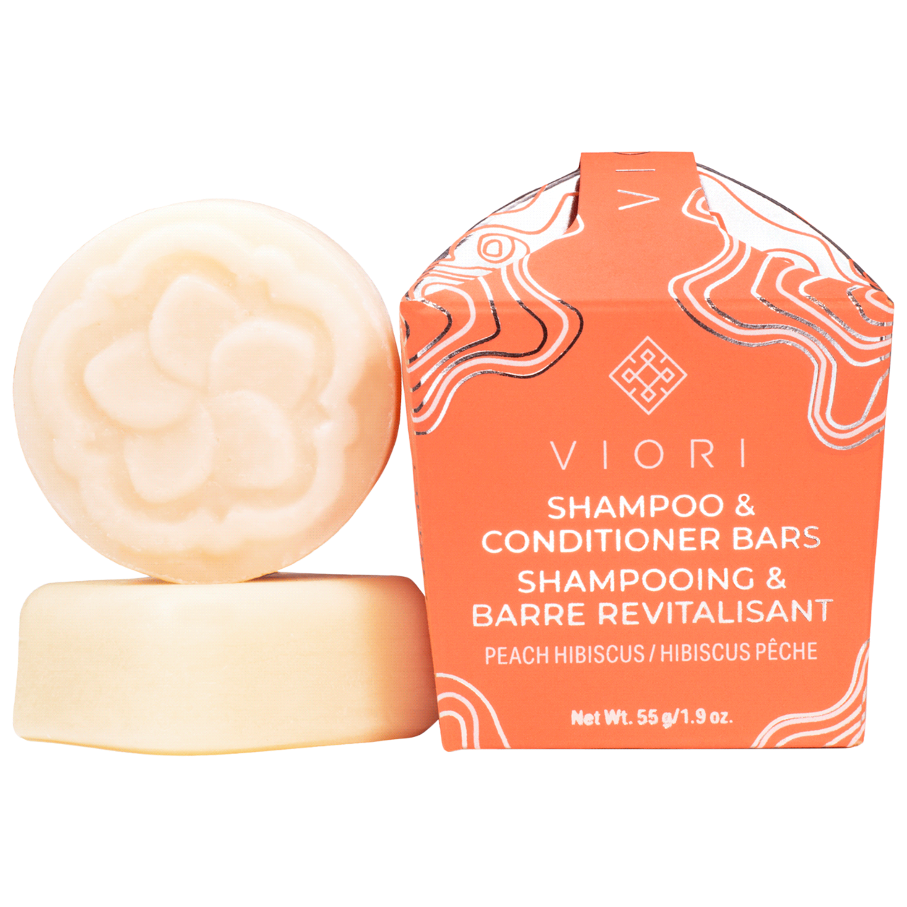 VIORI LIMITED EDITION PEACH 2024 HIBISCUS SHAMPOO/CONDITIONER BARS SET of 3