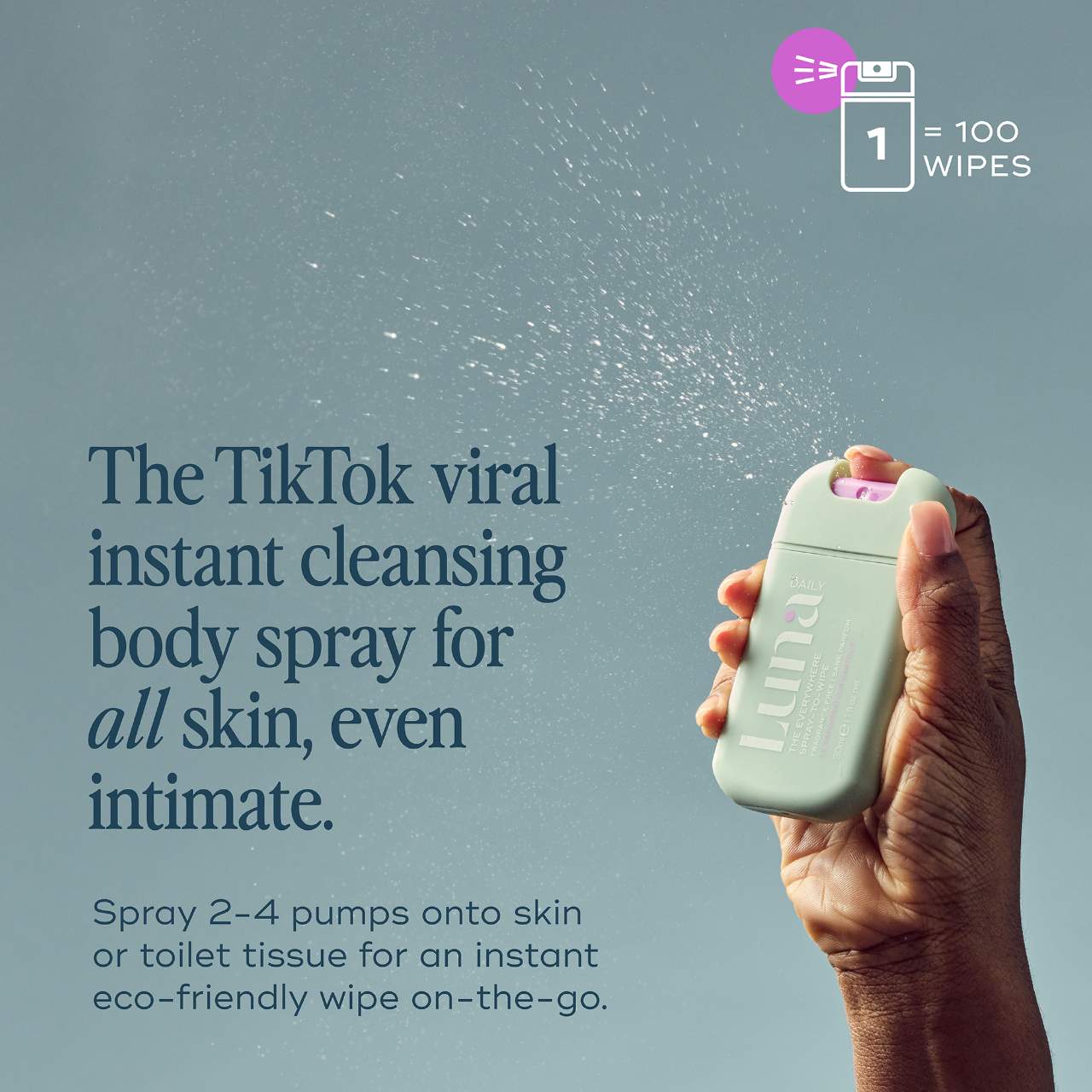 The Everywhere Spray-To-Wipe - Fragrance Free with Prebiotics + Vitamins C+E for Sensitive Skin