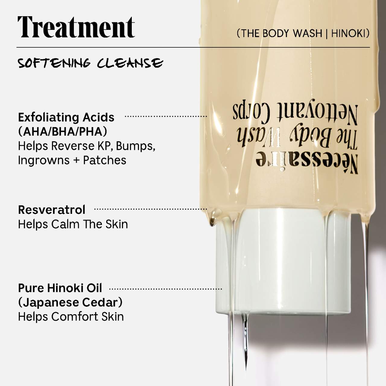 The Body Wash Hinoki - Treatment Softening Cleanse with AHA/BHA/PHA + Resveratrol