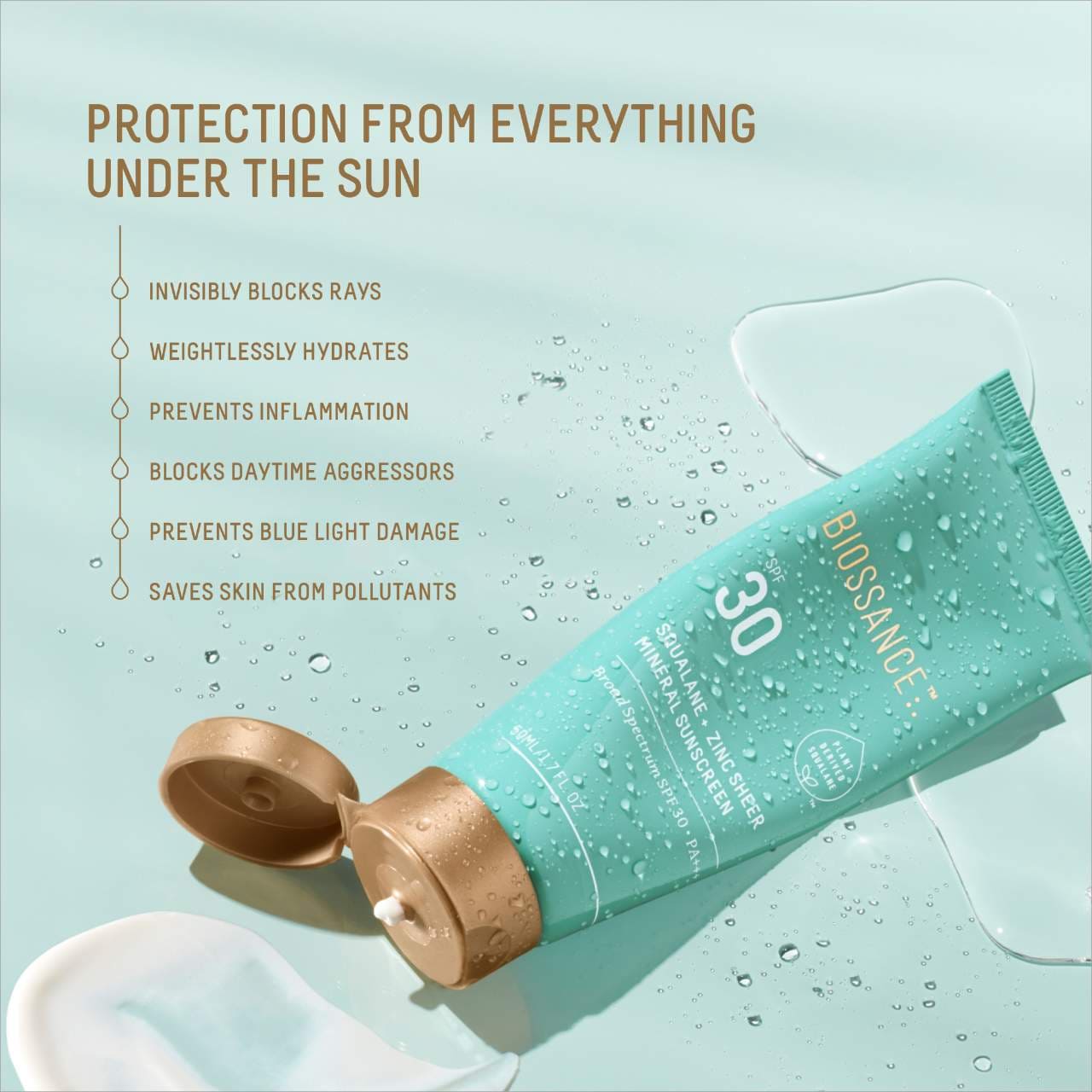 Squalane + Zinc Sheer Hydrating Mineral Face Sunscreen SPF 30 with Ectoin