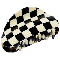 Chunks - Medium Checker Hair Claw Clip in Black + White