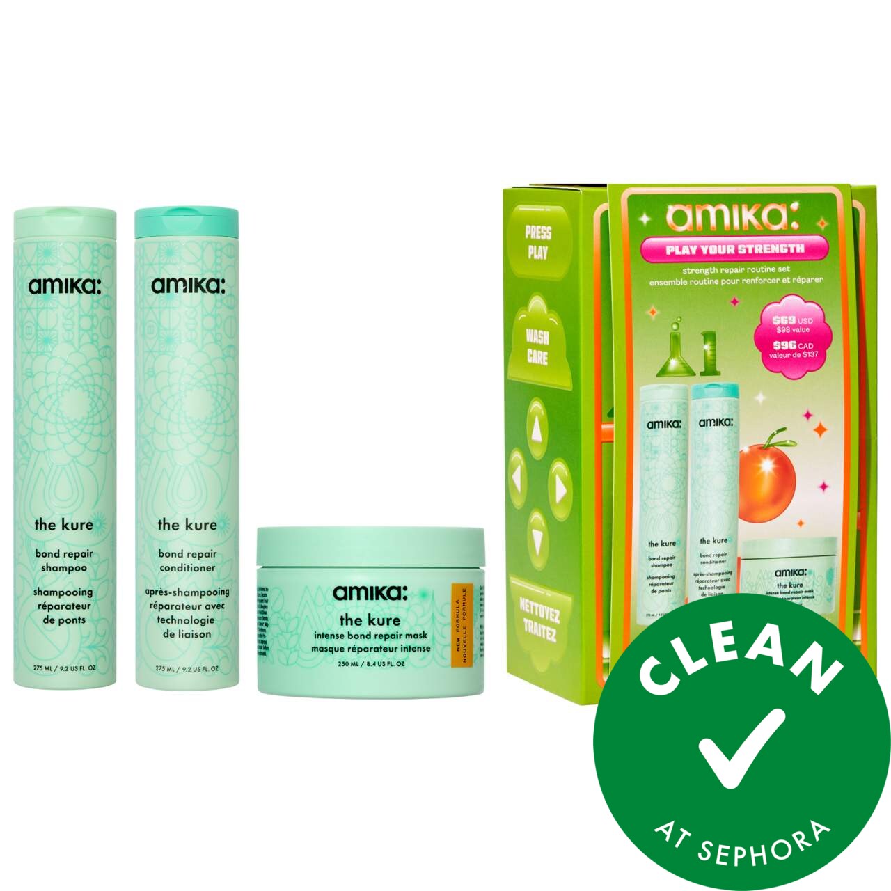 amika Play Your Strength Hair Repair Routine Set