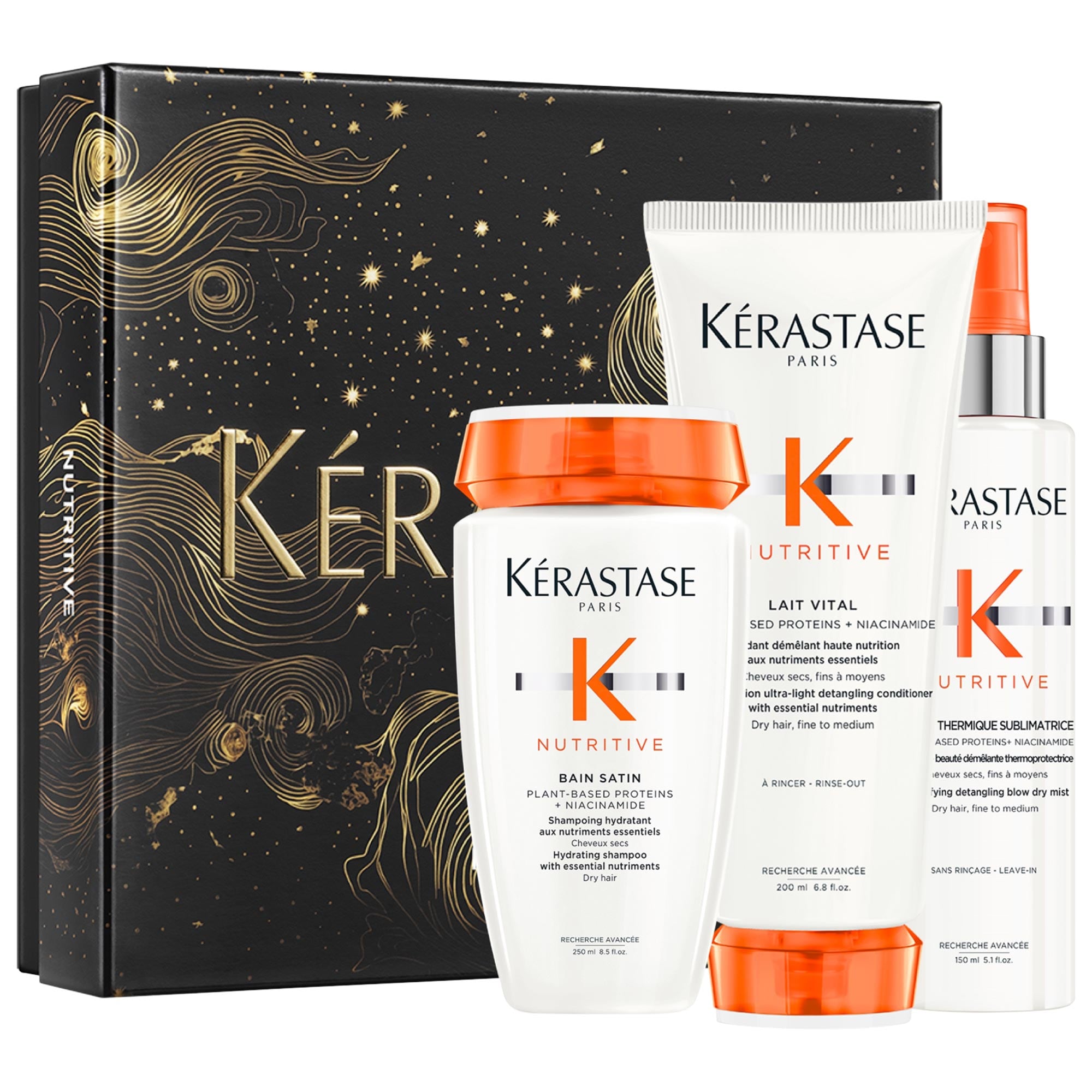 Nutritive Hydrating Shampoo, Conditioner and Heat Protection Gift Set for Dry Hair