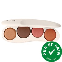 ILIA - La palette pour le visage The Ethereal Baked comprenant la poudre bronzante, l’illuminateur et le fard à joues longue tenue