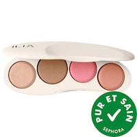 ILIA - La palette pour le visage The Ethereal Baked comprenant la poudre bronzante, l’illuminateur et le fard à joues longue tenue