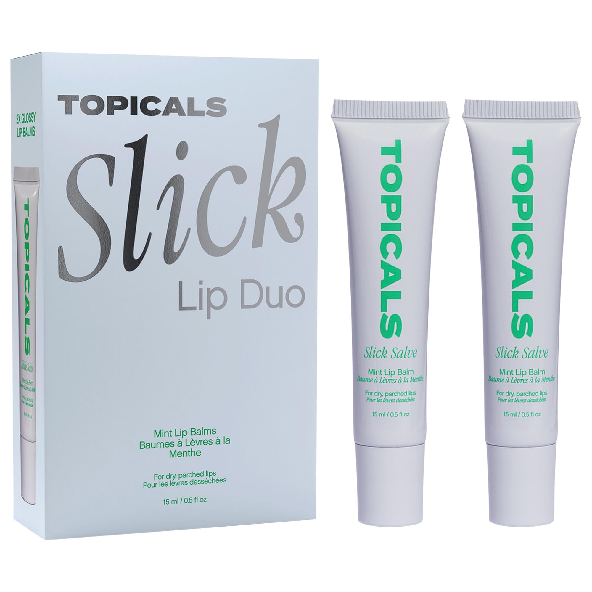 Slick Salve Glossy Lip Balm Duo for Dry, Parched Lips