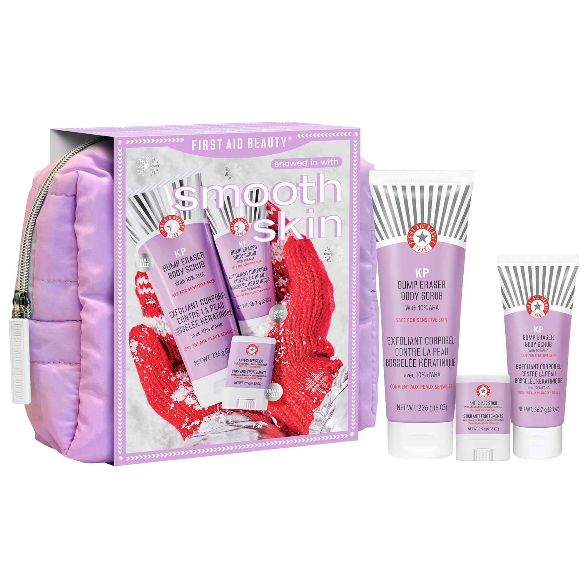 Snowed In with Smooth Skin  - Exfoliating Body Holiday Gift Set and Travel Bag