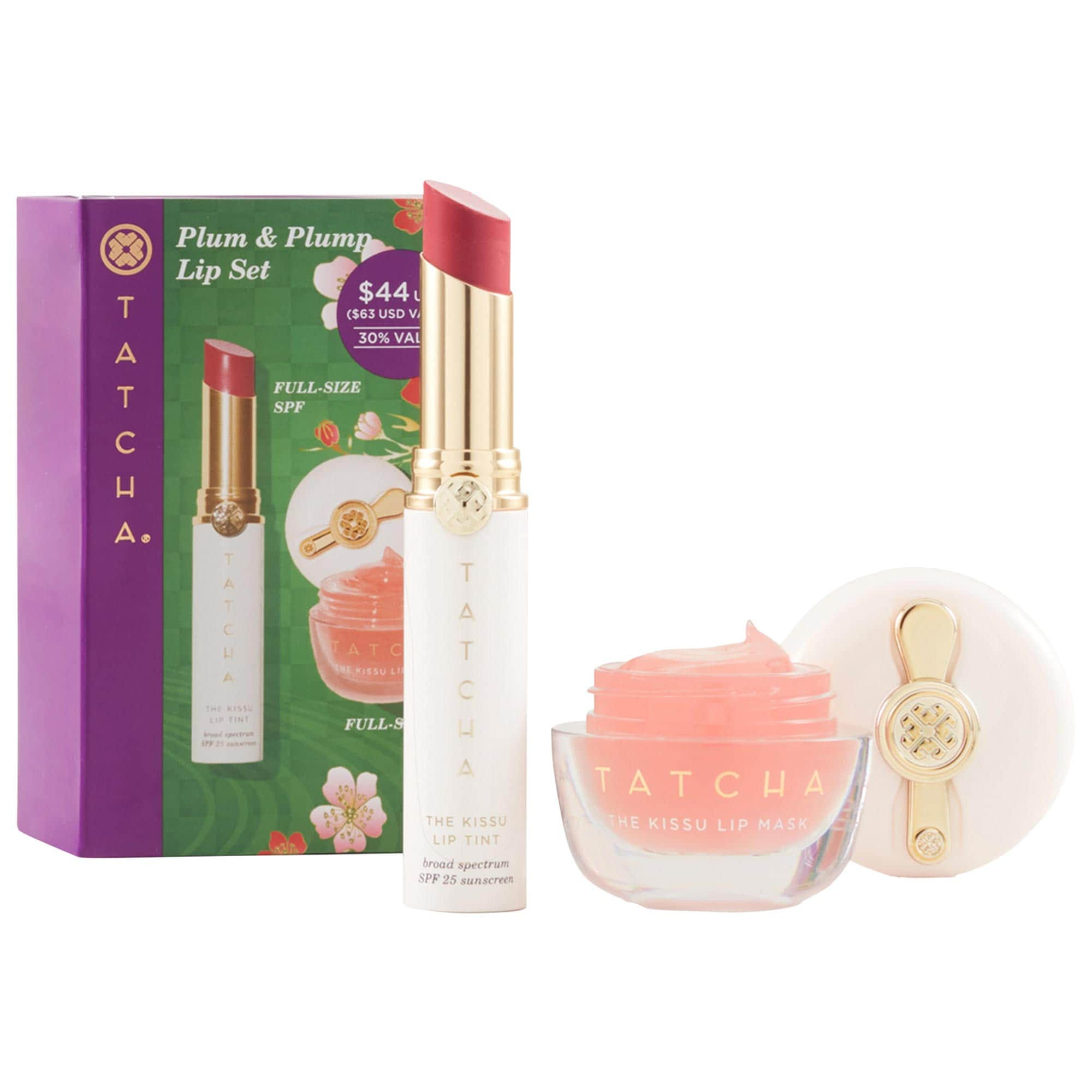 Tatcha Plum & Plump Lip Set In White