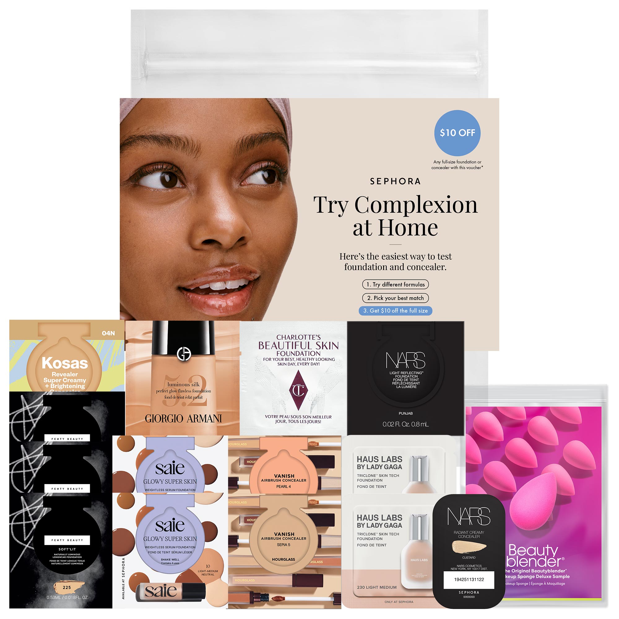 Sephora Favorites Complexion Try-On Sample Bag With 