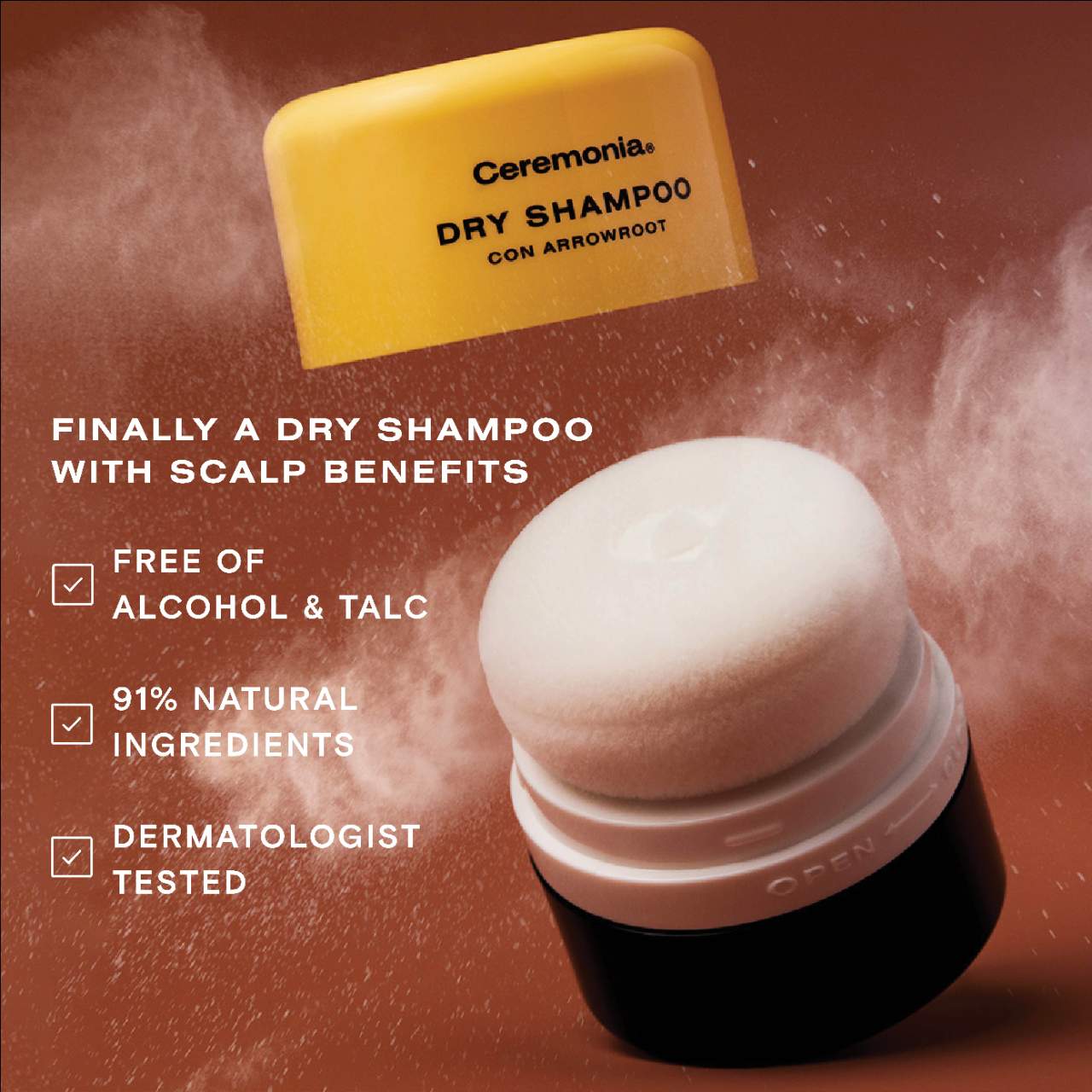 Dry Shampoo Powder Pouf for Balanced Scalp