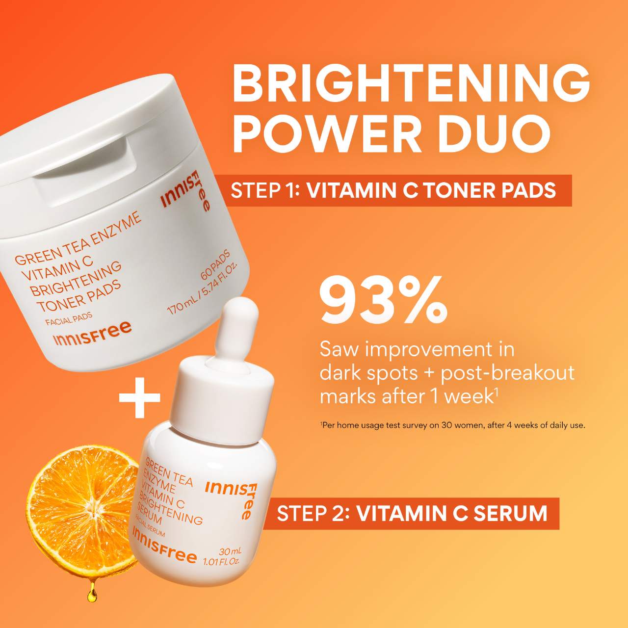 Green Tea Enzyme Vitamin C Brightening + Exfoliating Toner Pads