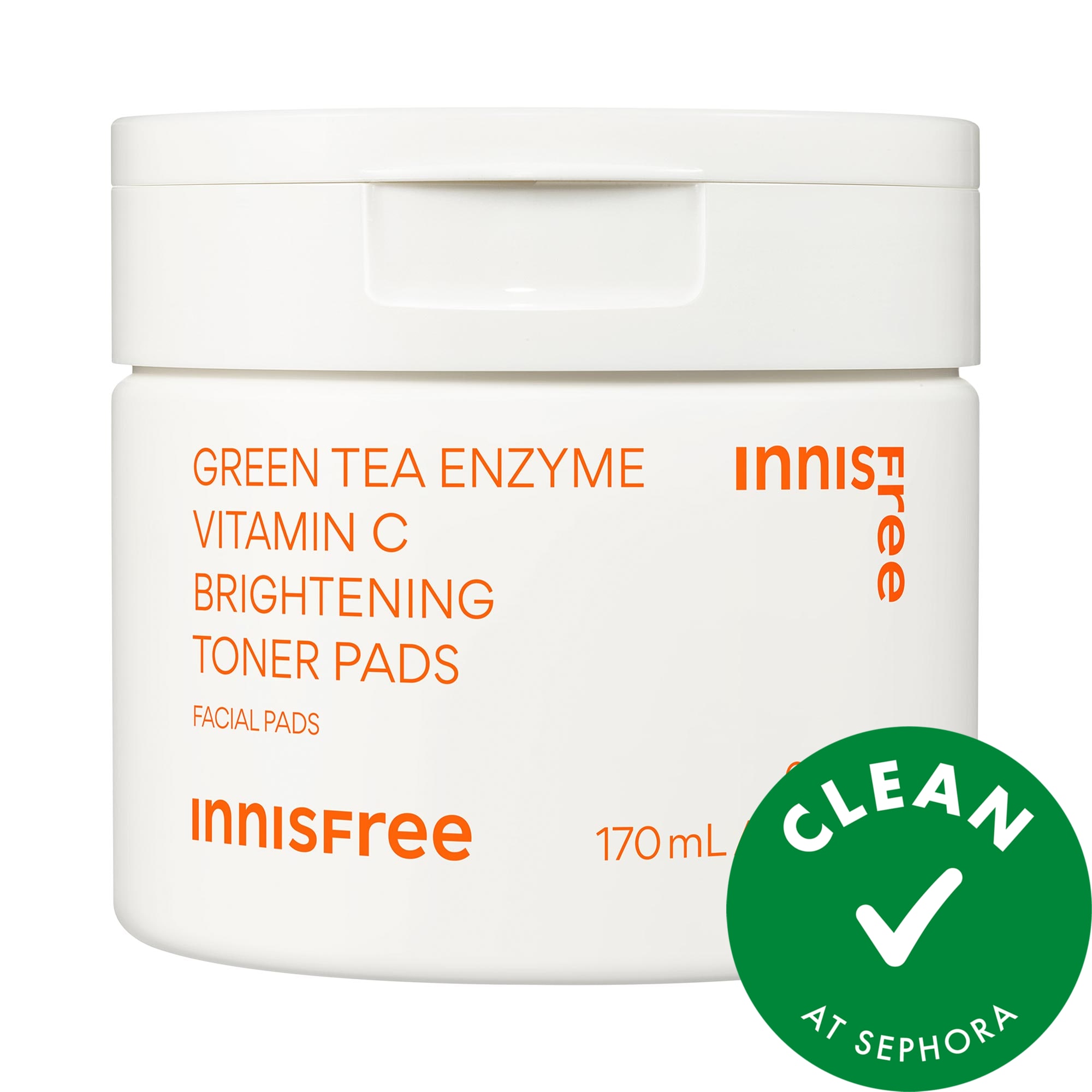 innisfree Green Tea Enzyme Vitamin C Brightening + Exfoliating Toner Pads 5.74 oz / 170 ml