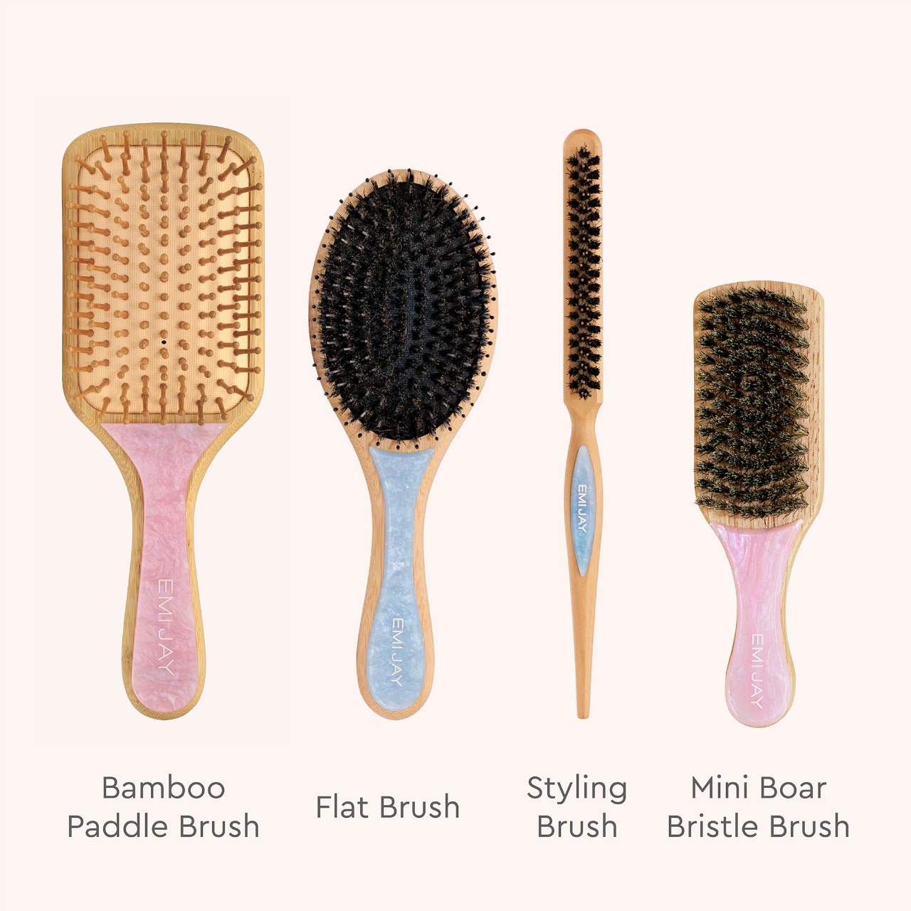 Mini Boar Bristle Hair Brush in Pink Sugar