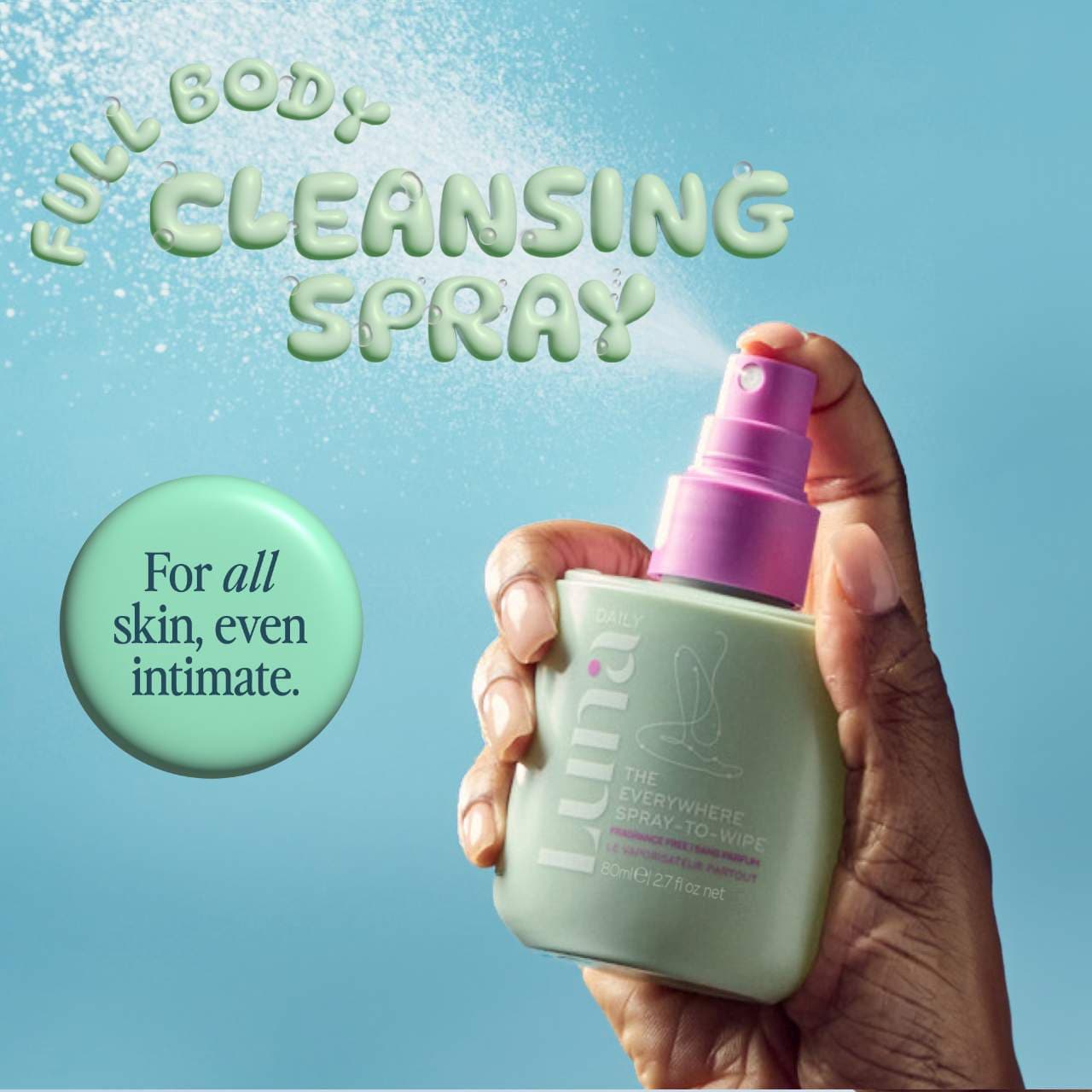 The Everywhere Spray-To-Wipe - Fragrance Free with Prebiotics + Vitamins C+E for Sensitive Skin