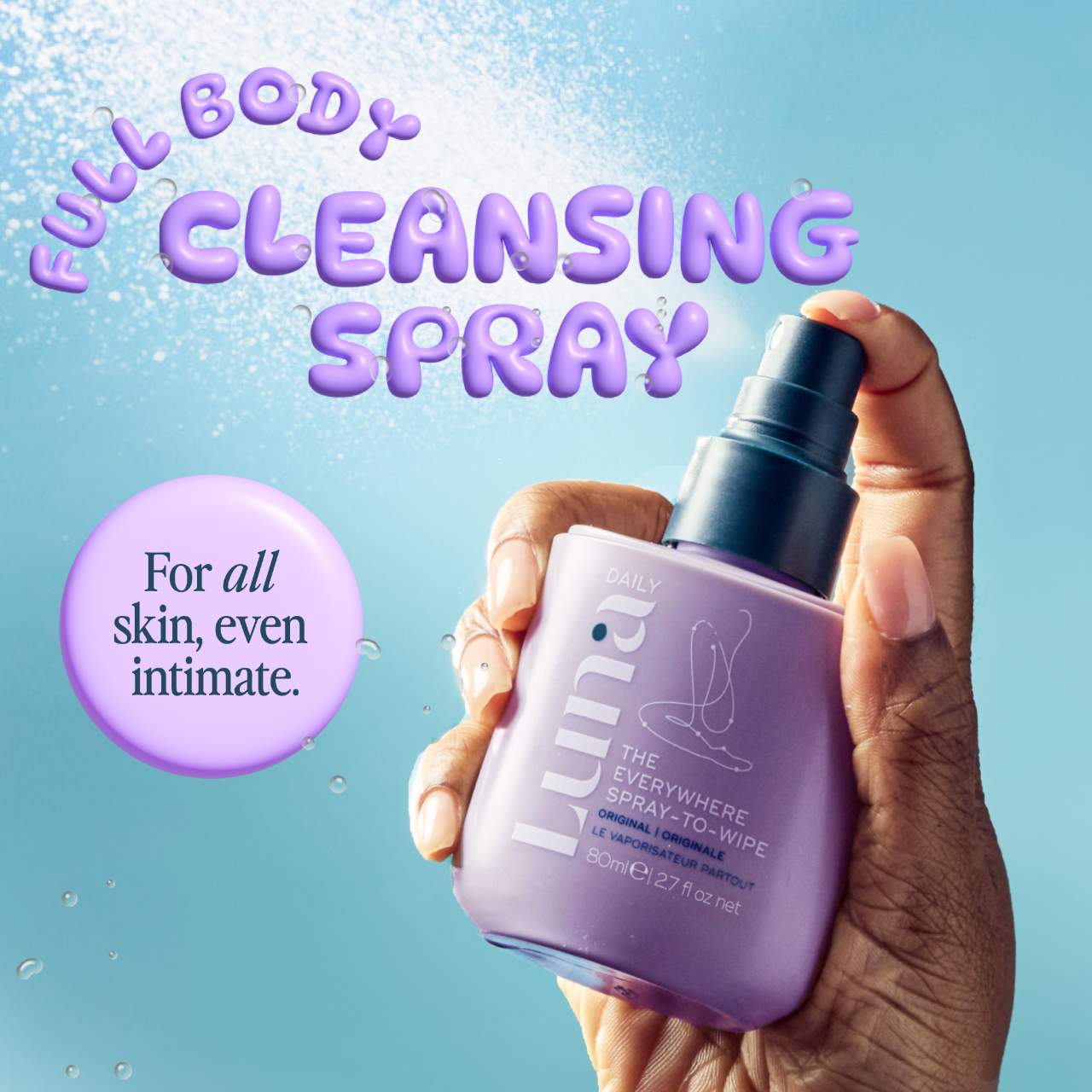 The Everywhere Spray-To-Wipe - pH balancing with Prebiotics + Vitamins C+E for All Skin