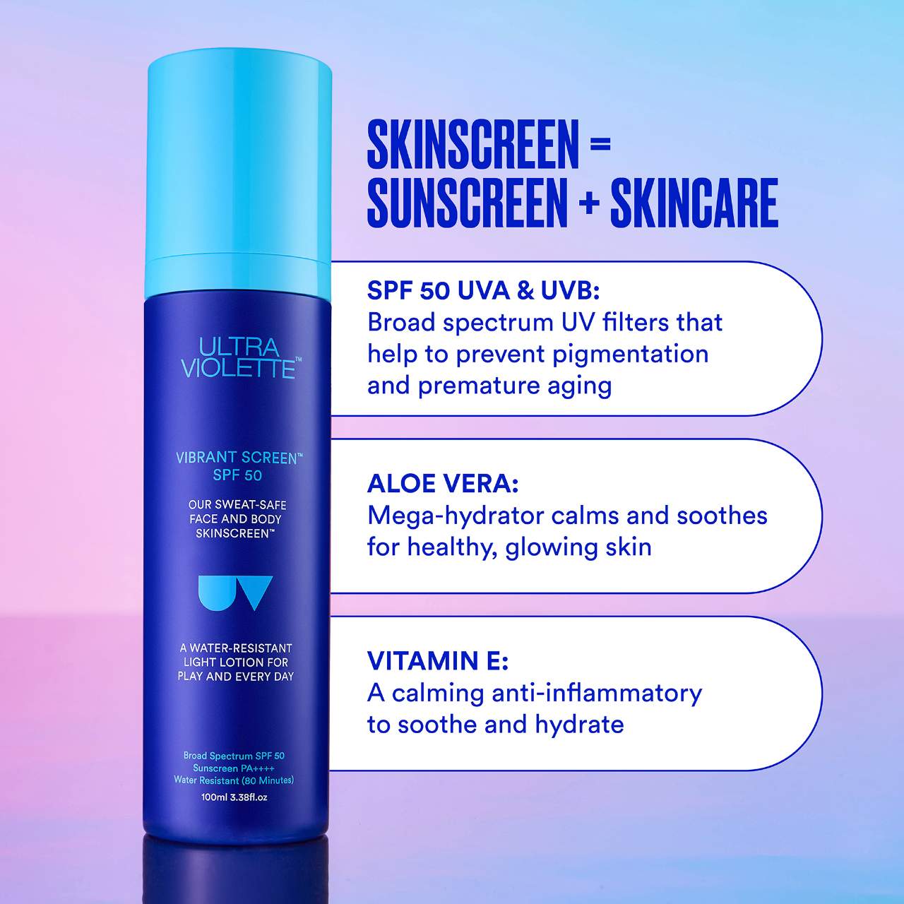 Vibrant Screen SPF 50 Water Resistant Face and Body Sunscreen